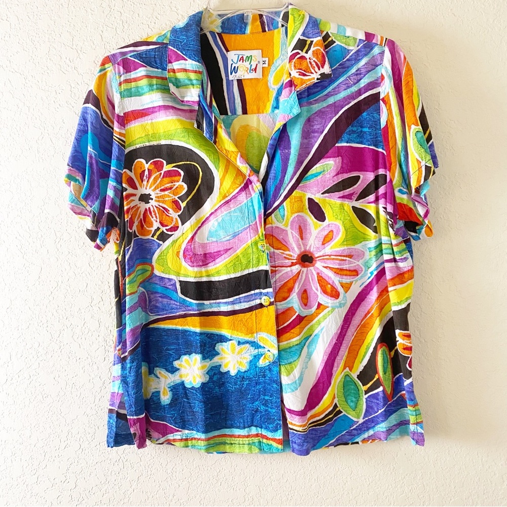 Vintage JAMS WORLD Short Sleeve Button Down Top